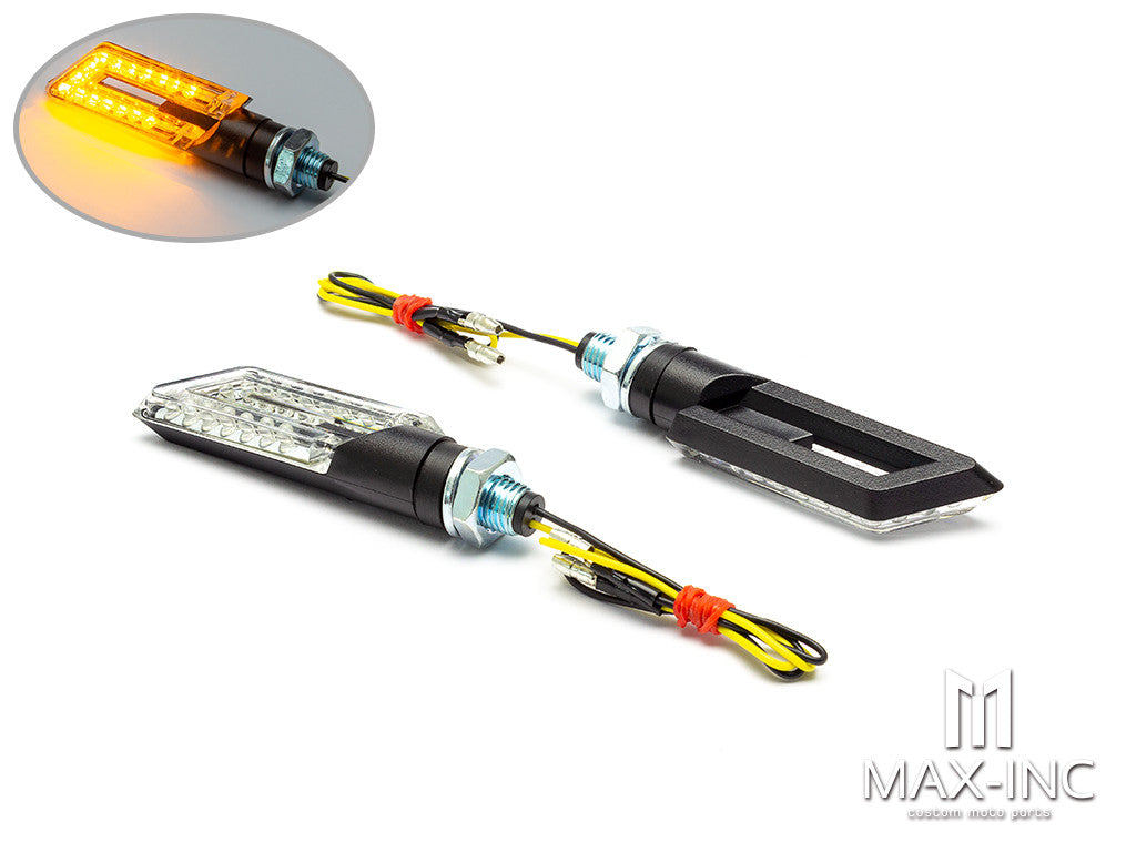 MadHornets Micro LED Turn Signals For Motorcycles - Black, Amber, 12V, Universal Fit