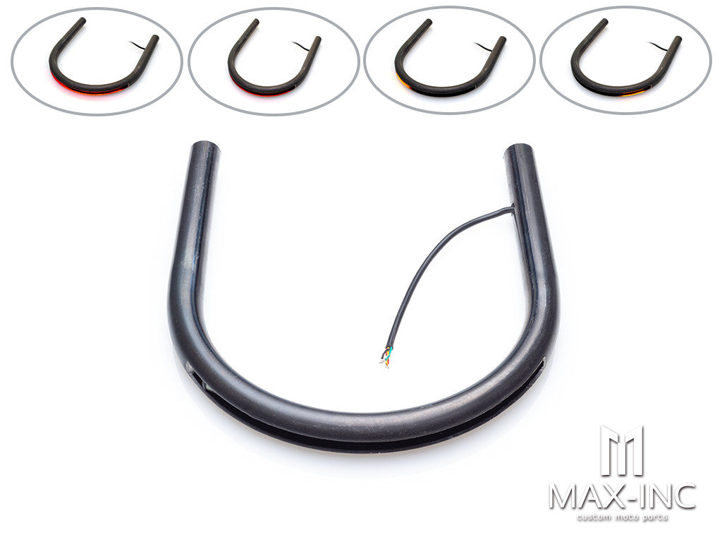 Universal Integrated LED Stop / Tail Light + Turn Signals 220mm Flat Steel Seat Hoop