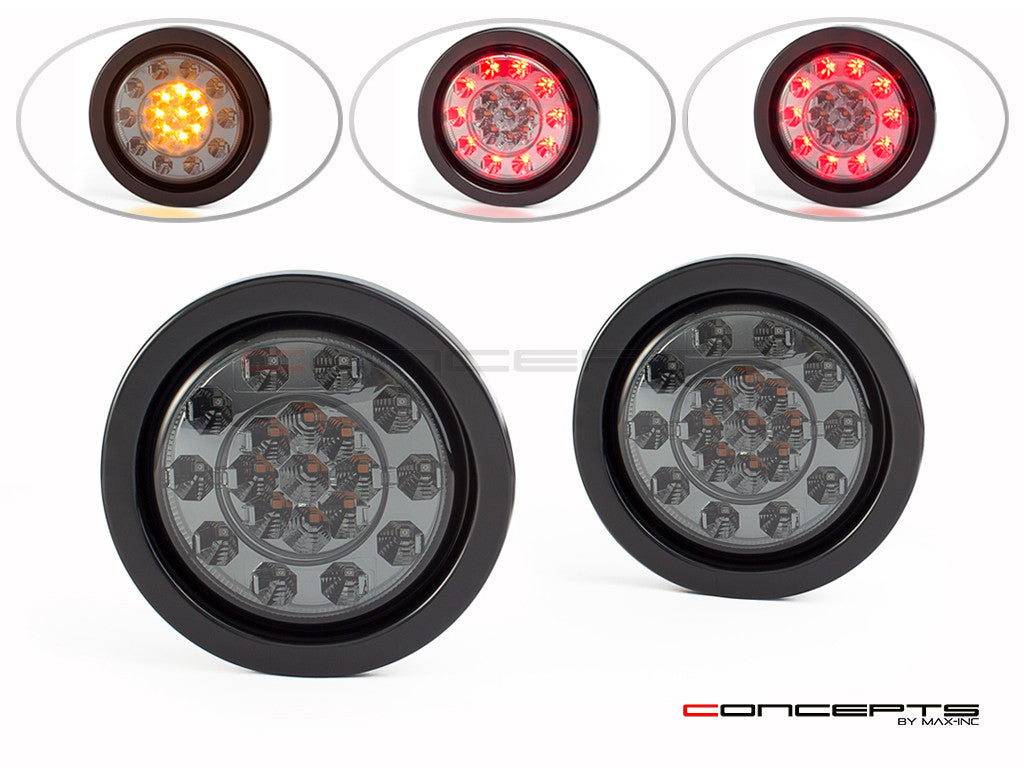 4" Universal Flush Mount Integrated LED Stop Tail Light + Turn Signals - Smoked Lens