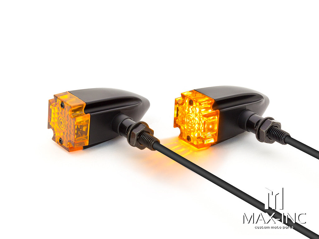 Maltese Cross Black Alloy Custom LED Turn Signals