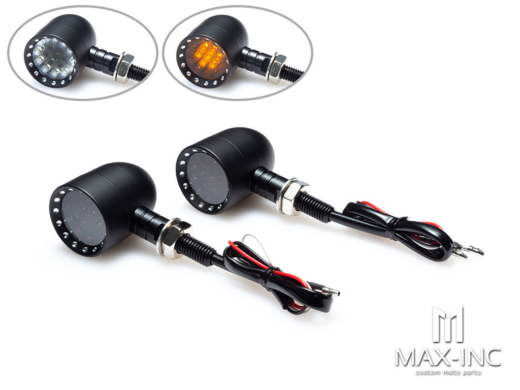 Black Bobber Alloy Integrated LED Daytime Running Lights + Turn Signal
