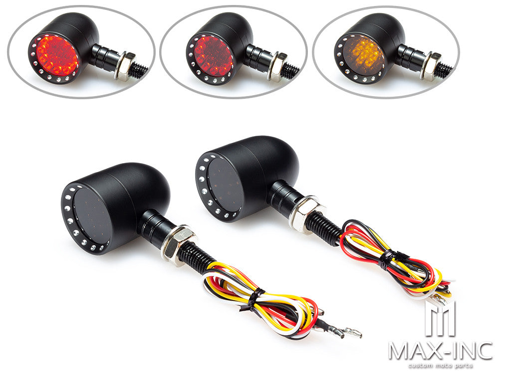 Black Bobber Alloy Integrated LED Stop / Tail Lights + Turn Signals