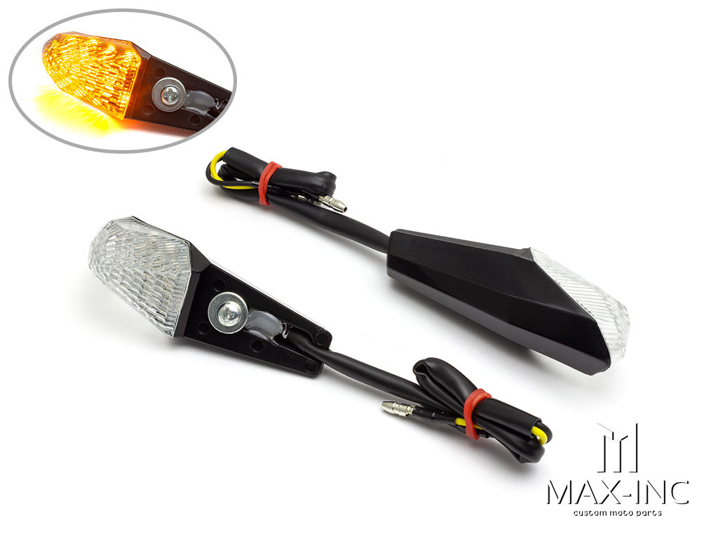 Black License Plate Mount Mini LED Turn Signals / Indicators - Emarked