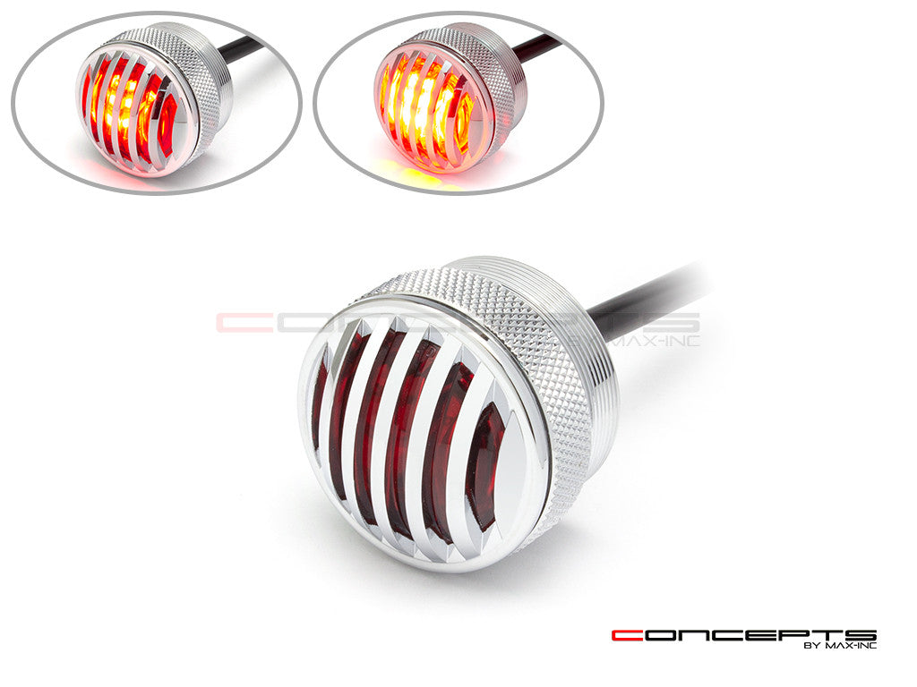 Premium Chrome Mini Flush Mount CNC Billet Alum Prison Grill LED Stop / Tail Light