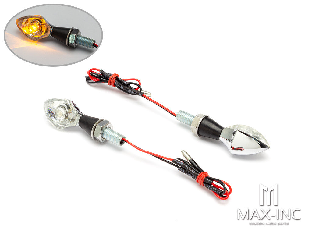 Chrome Alloy Micro Cyclops LED Turn Signals / Indicators - Small & Bright