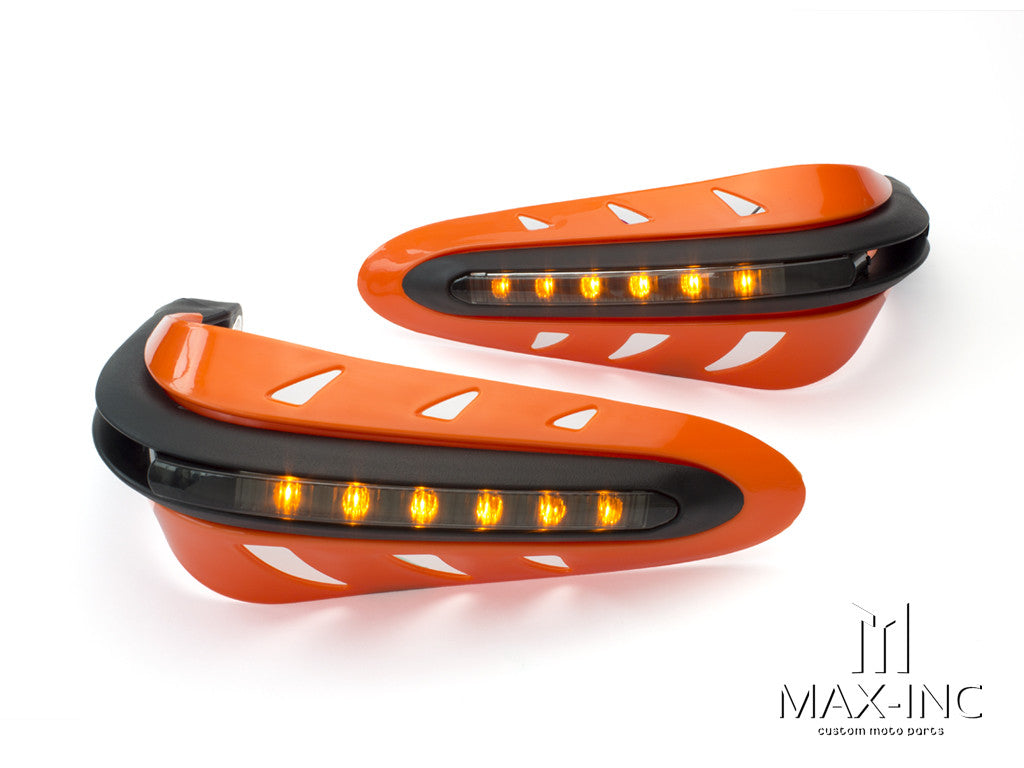 ORANGE Universal Hand Guards with Integrated Amber LED Turn Signals