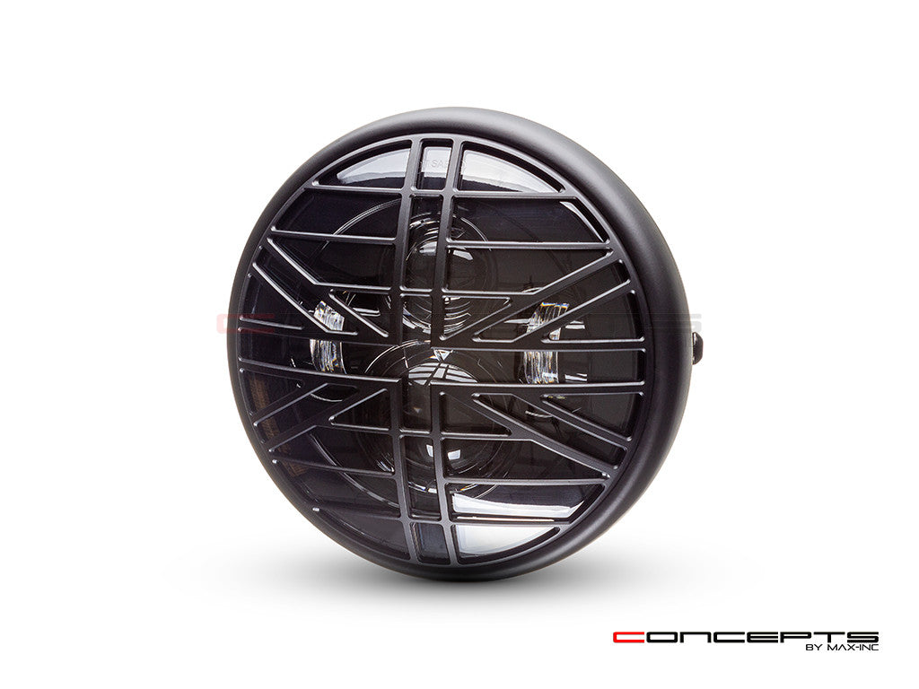 7.7" Matte Black Multi Projector LED Headlight + Union Jack Cover