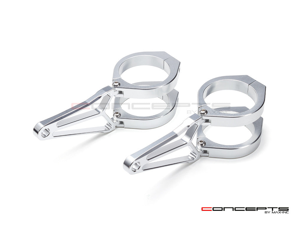 MAX RAZOR CNC T6061 Headlight Brackets Adjustable 2-Piece Fork Clamps 32-59mm for BMW Cafe Racers Scramblers Polished