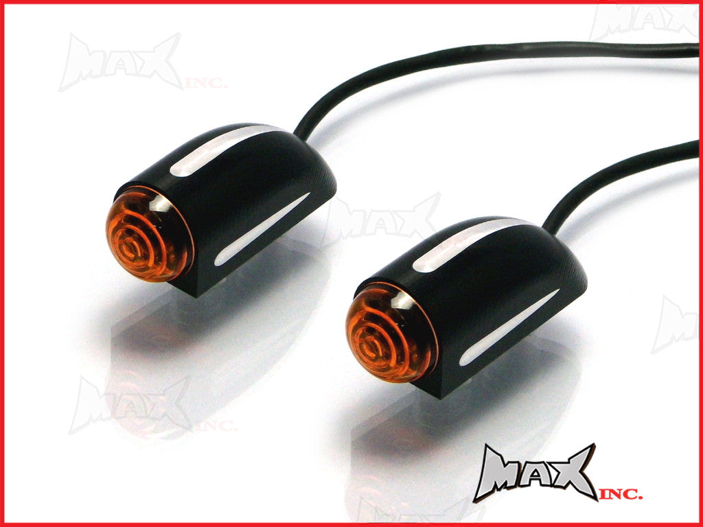 Black + Contrast Cut Billet Aluminium Flush Mount Turn Signals