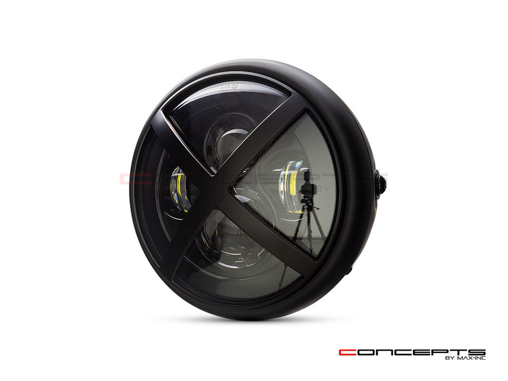 7.7" Matte Black Multi Projector LED Headlight + X-Rally Grill Cover