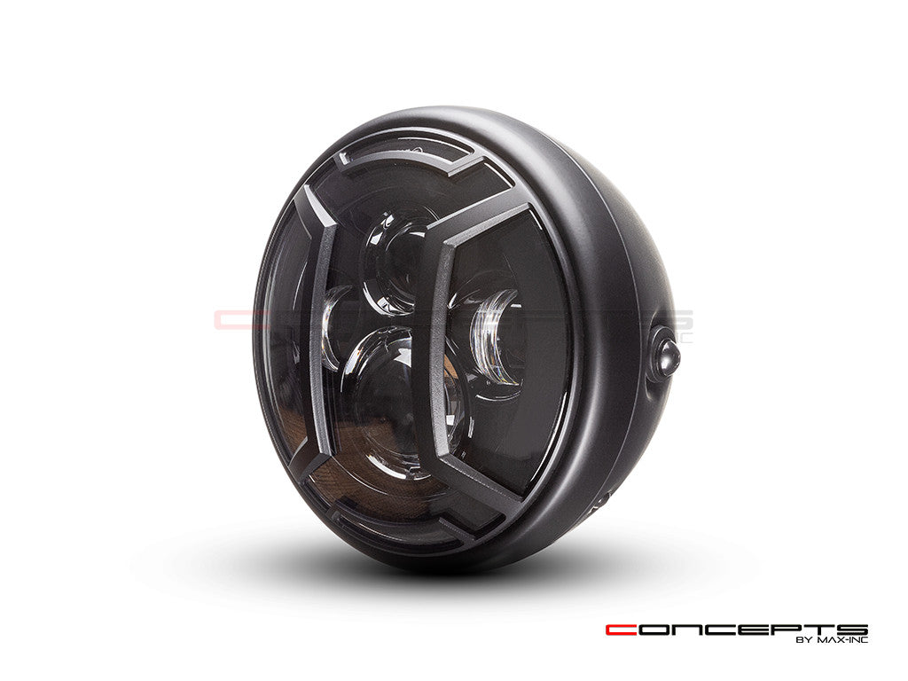 7.7" Matte Black Multi Projector LED Headlight + Armour Cover