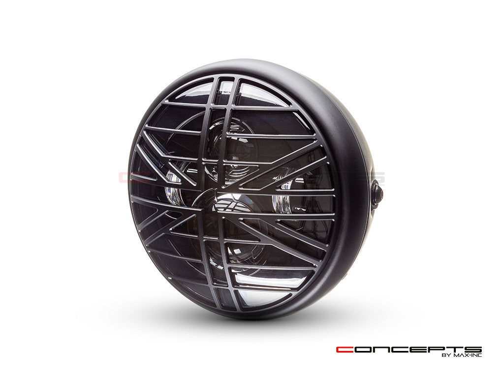 7.7" Matte Black Multi Projector LED Headlight + Union Jack Cover