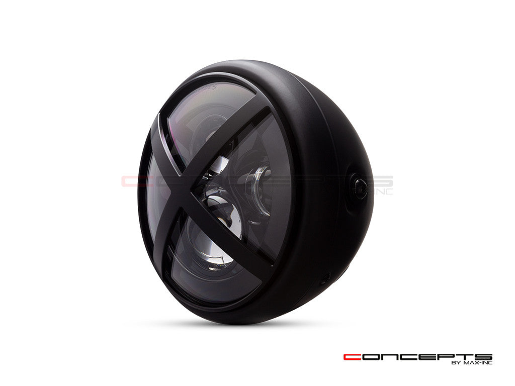 7.7" Matte Black Multi Projector LED Headlight + X-Rally Grill Cover