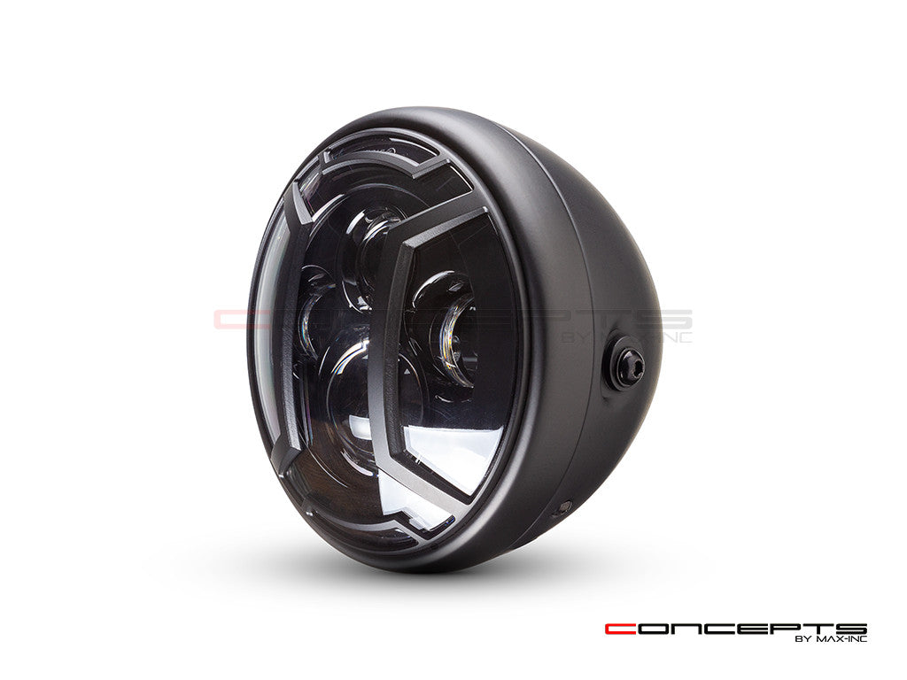 7.7" Matte Black Multi Projector LED Headlight + Armour Cover