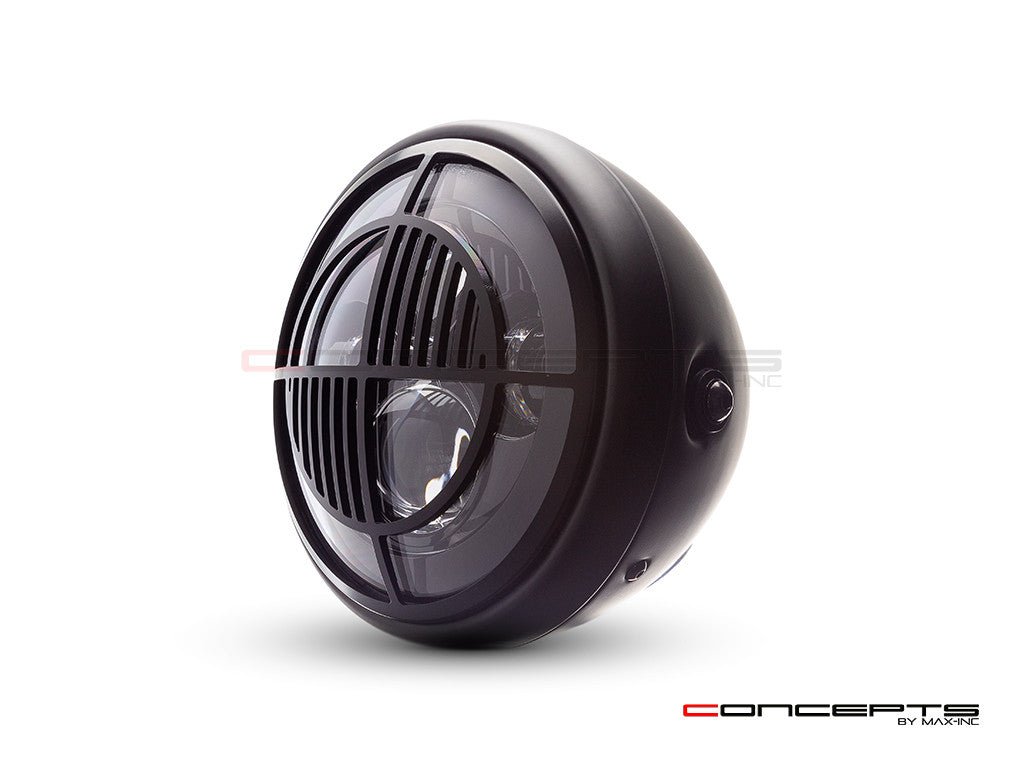 7.7" Matte Black Multi Projector LED Headlight + Beemer Grill Cover