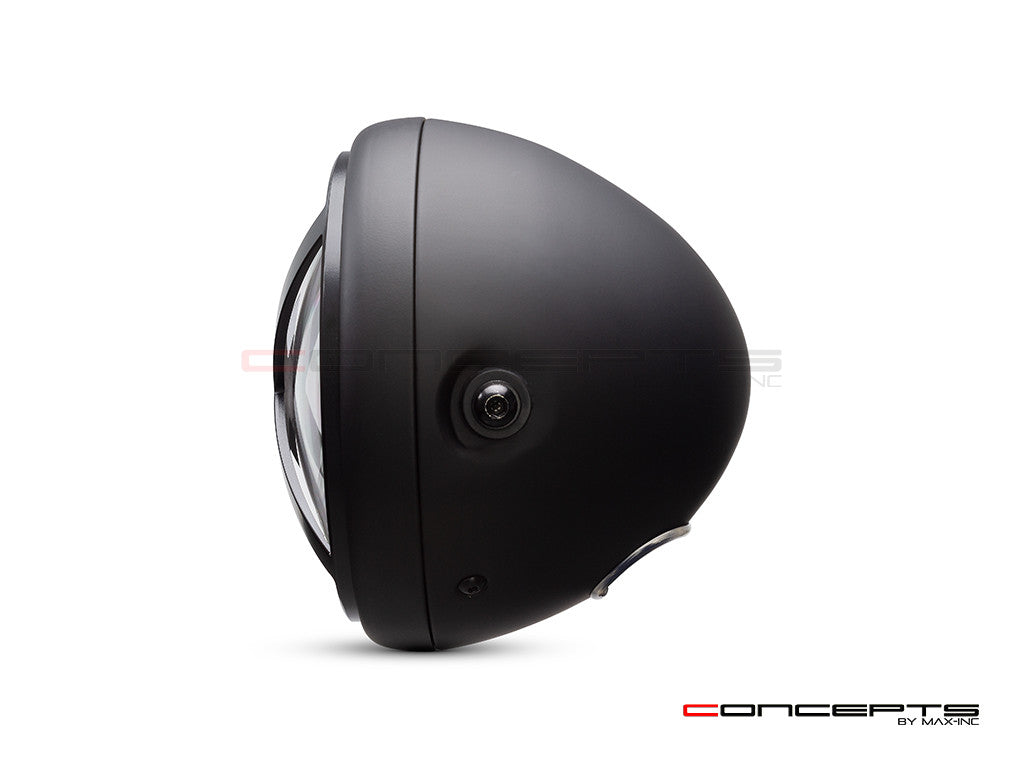 7.7" Matte Black Multi Projector LED Headlight + X-Rally Grill Cover-Side