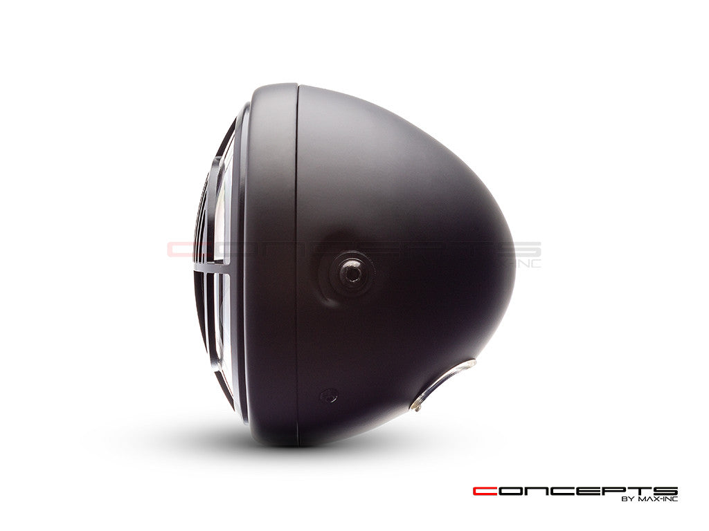 7.7" Matte Black Multi Projector LED Headlight + Beemer Grill Cover-Side