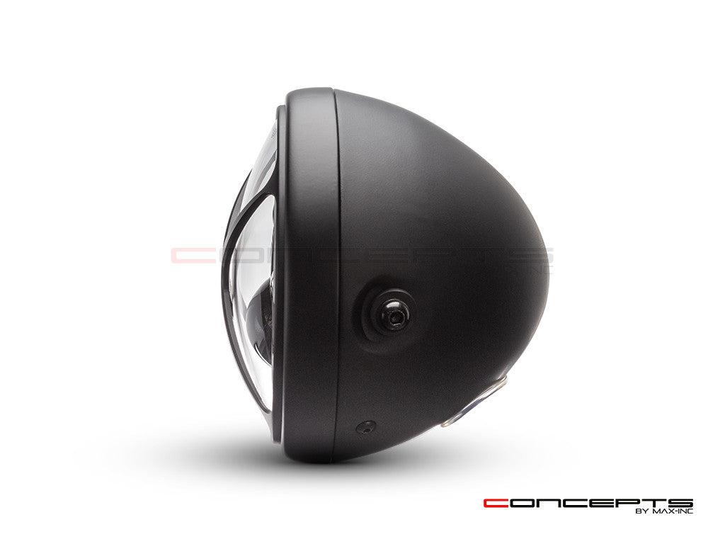 7.7" Matte Black Multi Projector LED Headlight + X Cross Cover-Side