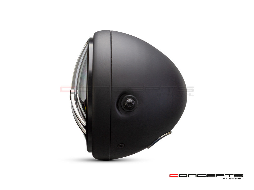 7.7" Matte Black + Contrast Multi Projector LED Headlight + Tri-Pro Grill Cove - Side