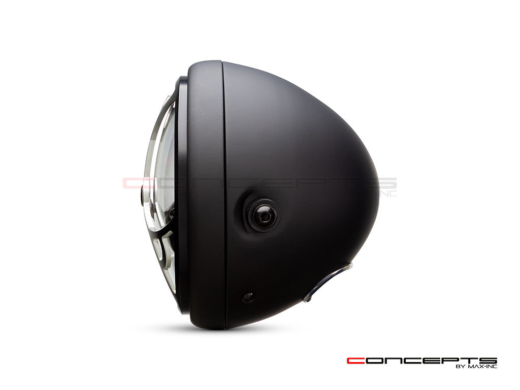 7.7" Matte Black + Contrast Multi Projector LED Headlight + Tri-Deco Grill Cover-Side