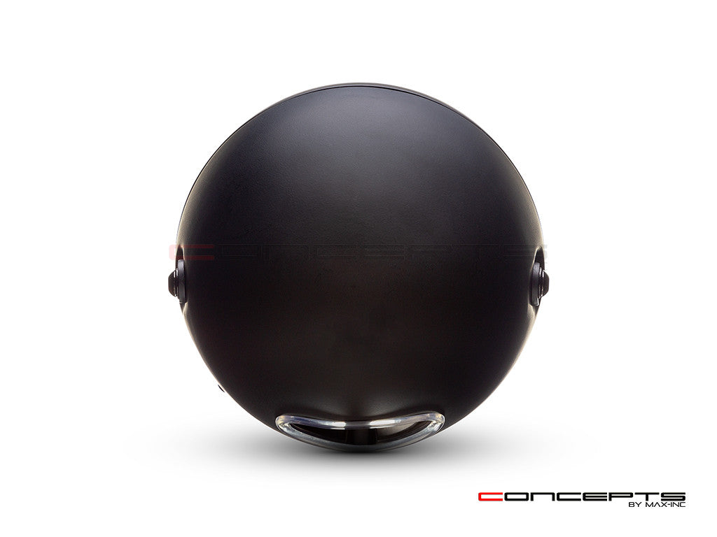 7.7" Matte Black + Contrast Multi Projector LED Headlight + Cross Hairs Grill Cover-Back