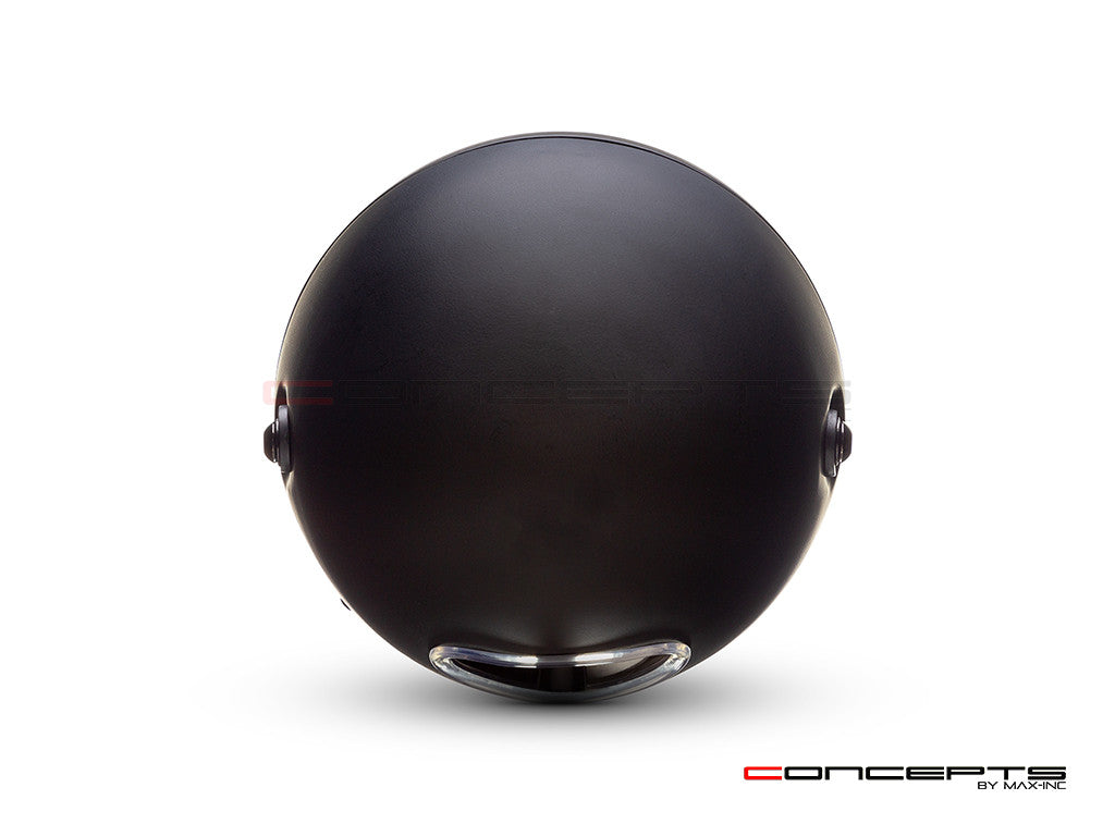 7.7" Matte Black Multi Projector LED Headlight + Tri-Benz Grill Cover-Back