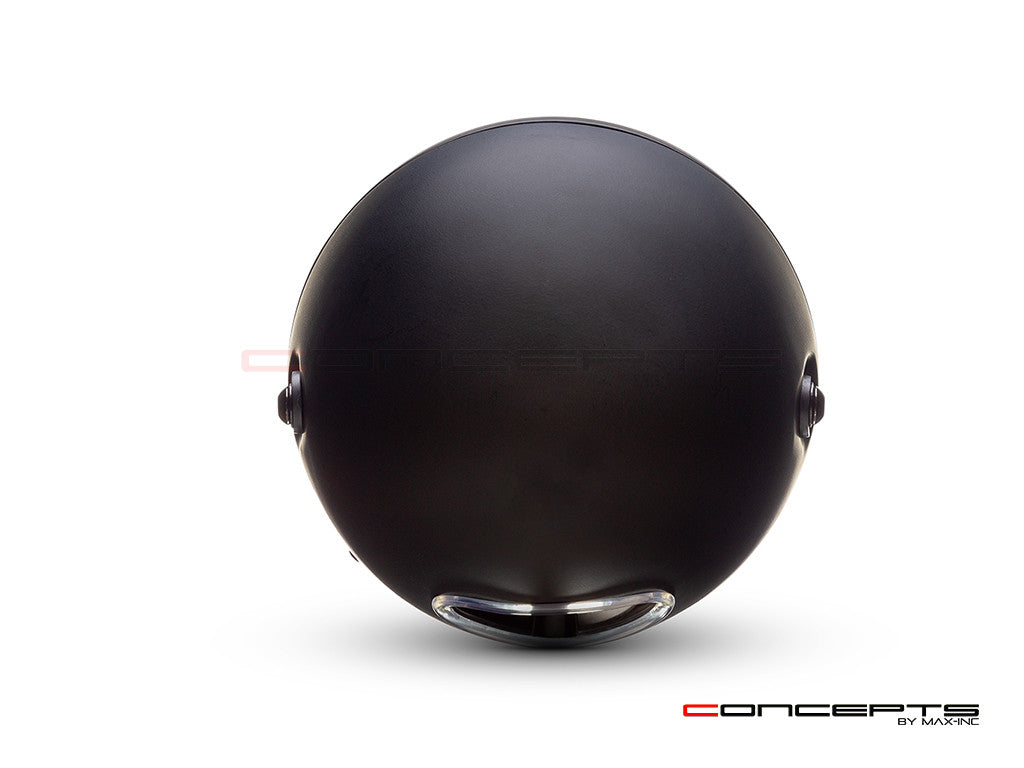 7.7" Matte Black + Contrast Multi Projector LED Headlight + Tri-Bolt Grill Cover-Back