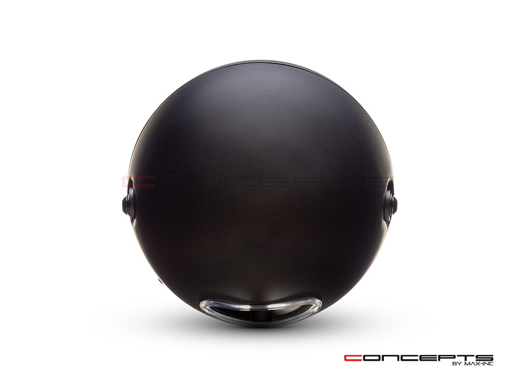 7.7" Matte Black + Contrast Multi Projector LED Headlight + Tri-Deco Grill Cover-Back