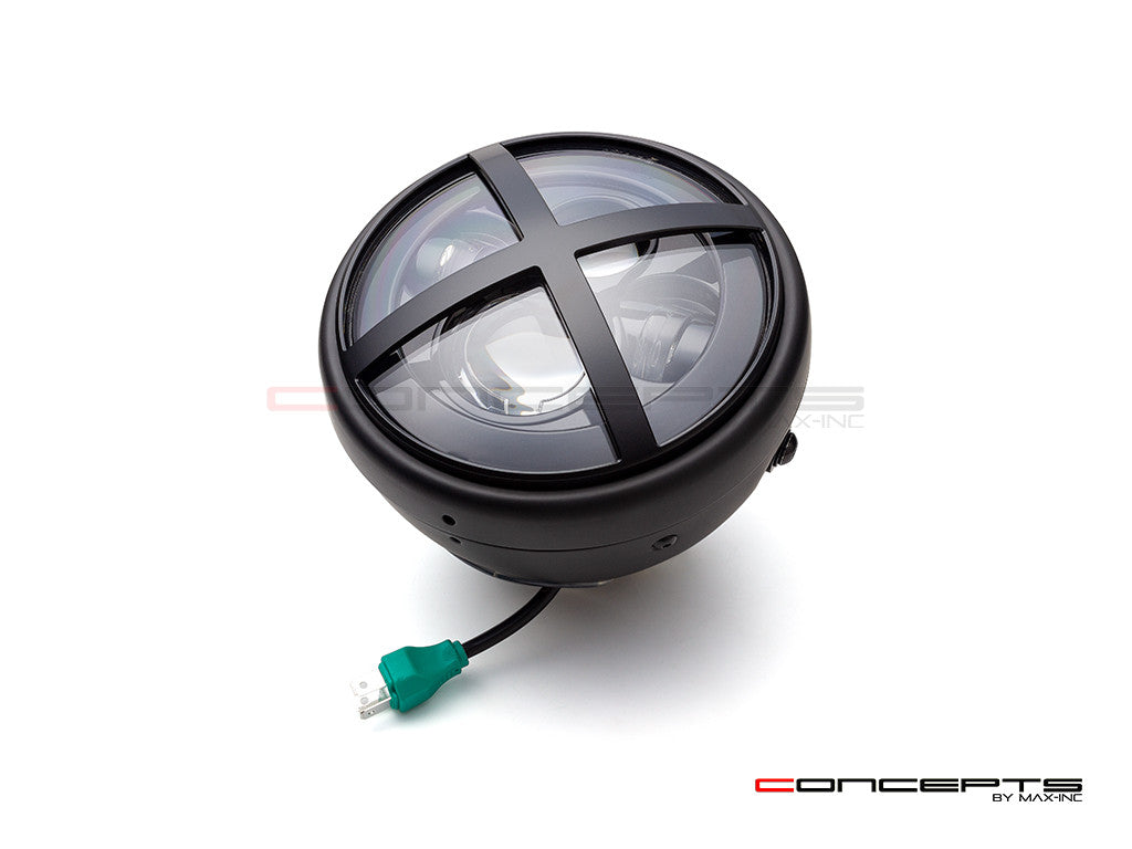 7.7" Matte Black Multi Projector LED Headlight + X-Rally Grill Cover