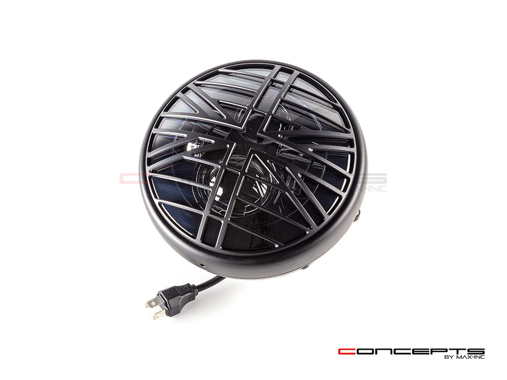 7.7" Matte Black Multi Projector LED Headlight + Union Jack Cover