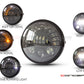 7.7" Gloss Black Metal LED Headlight + Integrated Turn Signals