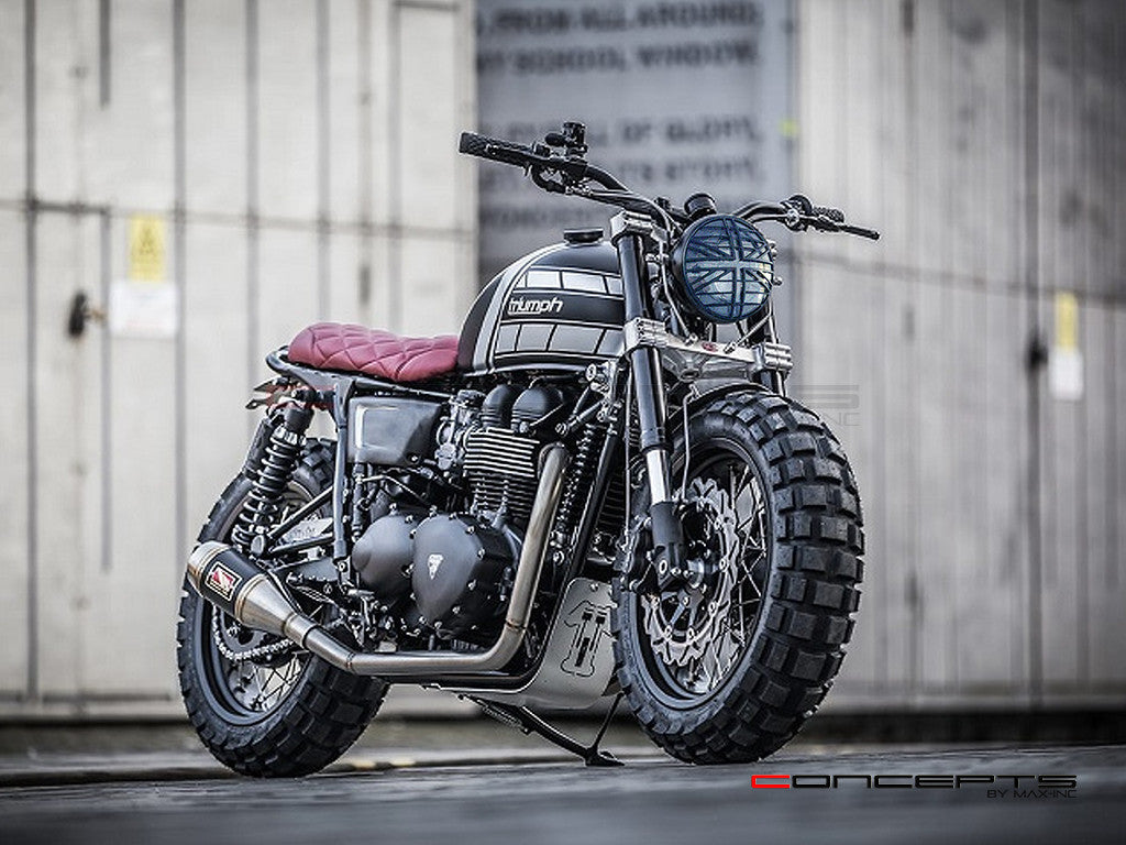 7.7" Matte Black Multi Projector LED Headlight + Union Jack Cover-Show