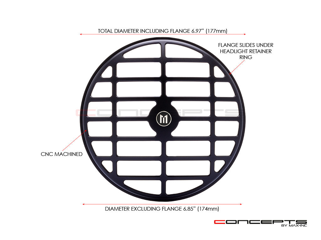 7" Derby Design Black CNC Aluminum Headlight Guard Cover