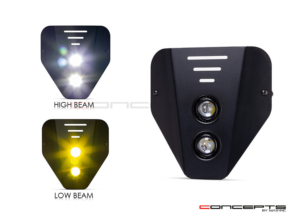 "Beta" Dual LED Projector Mini Headlight Mask-High Beam-Low Beam