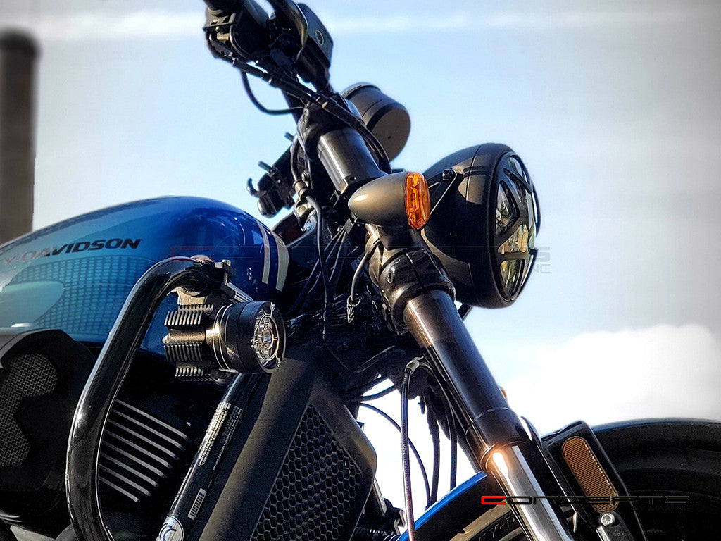 7"Big Star Grill Design Black CNC Aluminum Headlight Guard Cover