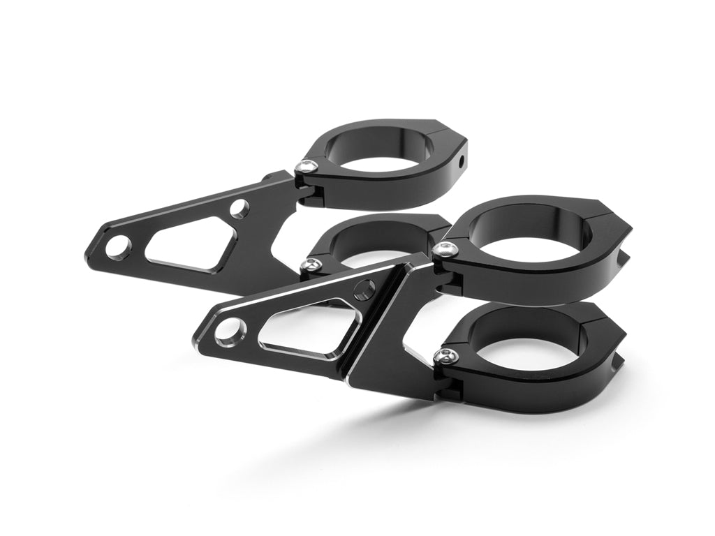 Max Blade CNC Headlight Brackets - Adjustable 32-59mm Forks, Black Anodized for Cafe Racers, Custom Motorcycles