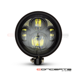 5.75" Bates Style LED Daymaker Matte Black Metal Headlight-Front