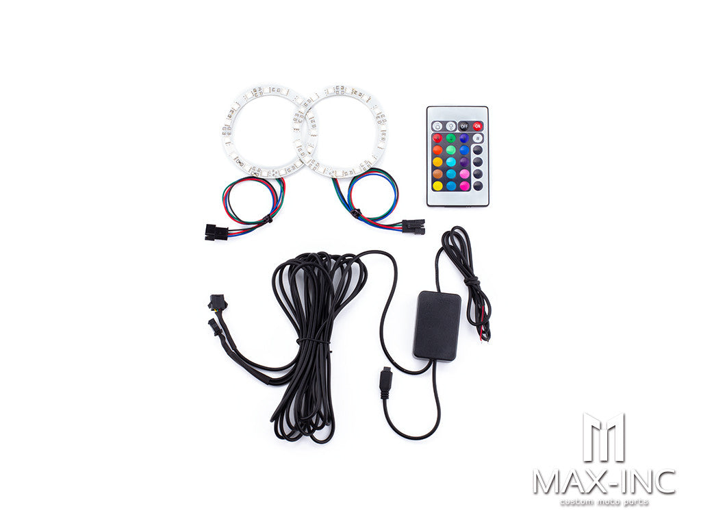 Universal 8cm RGB Super Bright LED Angel Eye Halo Ring Set