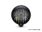 5.75 INCH MATTE BLACK BATES LED MOD INTEGRATED HEADLIGHT - DRL+ TURN SIGNALS - PRISON GRILL Front