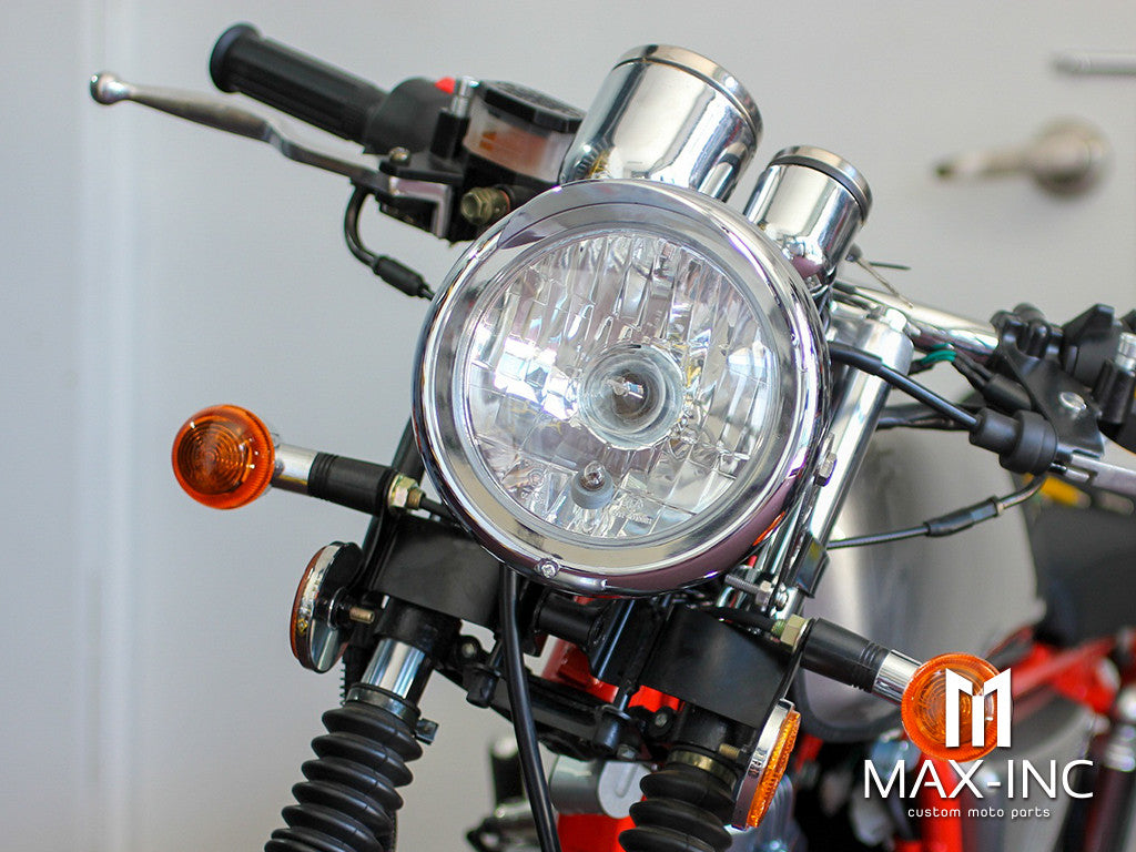 6.75" Chrome Universal Headlight + Visor - Emarked