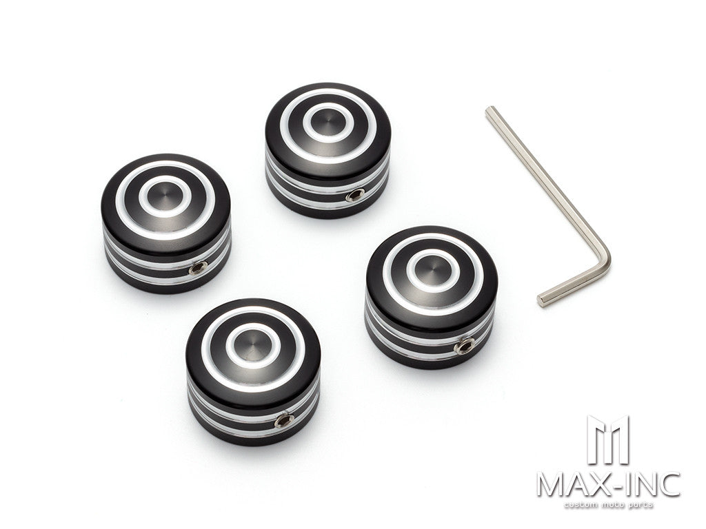 Motorcycle Front Axle Nut Covers Caps Aluminum Black Cut For Harley Sportster Touring Softail Dyna VRSC Fat Bob Wide Glide