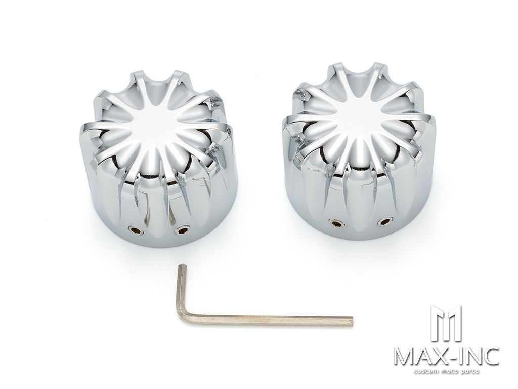 Motorcycle Front Axle Nut Covers Caps Aluminum Chrome For Harley Sportster Touring Softail Dyna VRSC Fat