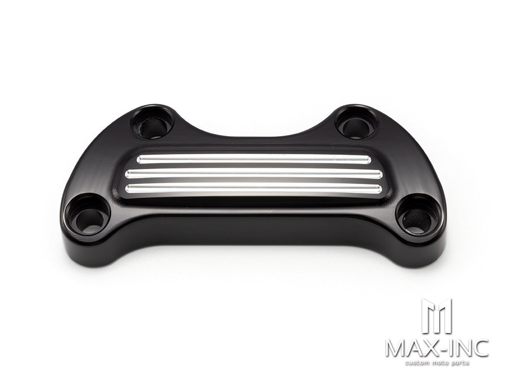 Black Cut Motorcycle CNC Handlebar Top Clamp Bar Riser Mount Cover for Harley Touring Street Glide Softail Breakout Dyna Fat Boy Sportster
