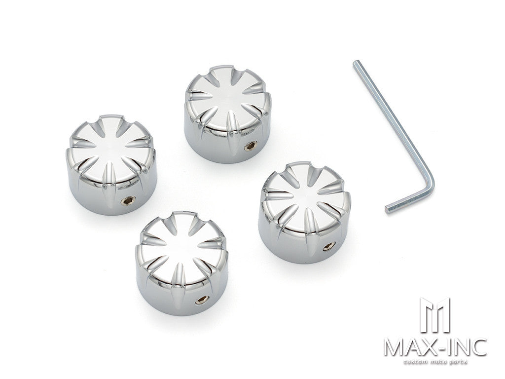 Motorcycle Front Axle Nut Covers Caps Aluminum Chrome For Harley Sportster Touring Softail Dyna VRSC Fat Bob Wide Glide