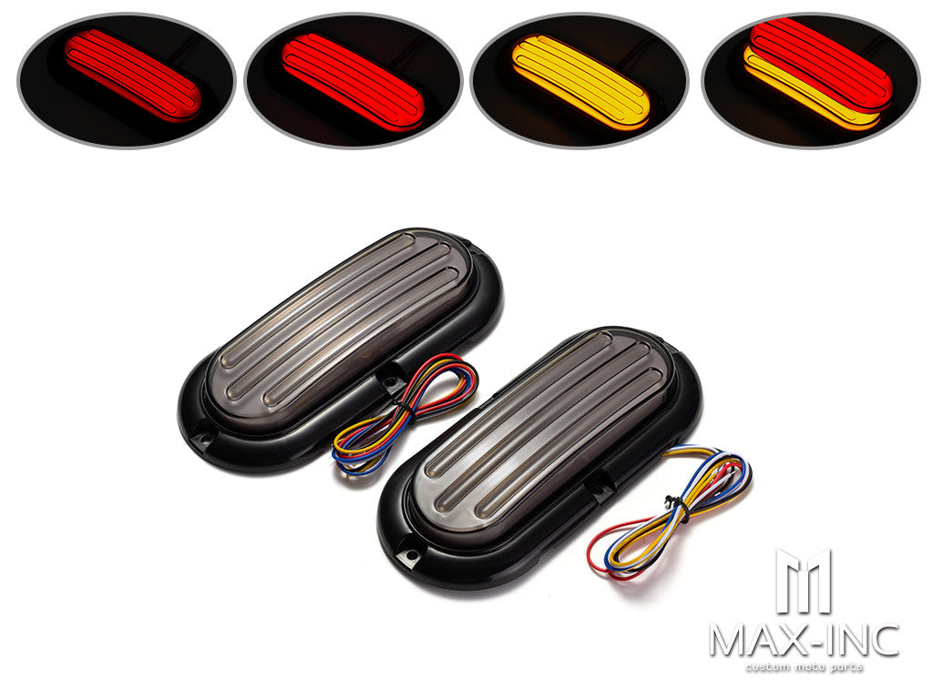 Smoked Super Even Brightness Oval LED Integrated Sequential Turn Signals / Tail / Stop / Warning
