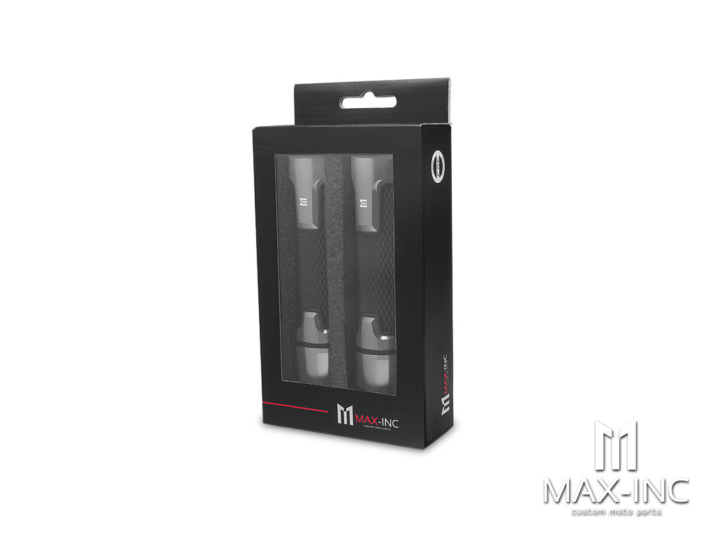 Sportz Gun Metal Grey Anodized CNC Machined Aluminum / Rubber Hand Grips + Bar Ends - 7/8" (22mm)