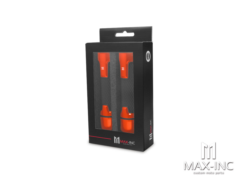 Sportz Dark Orange Anodized CNC Machined Aluminum / Rubber Hand Grips + Bar Ends - 7/8" (22mm)