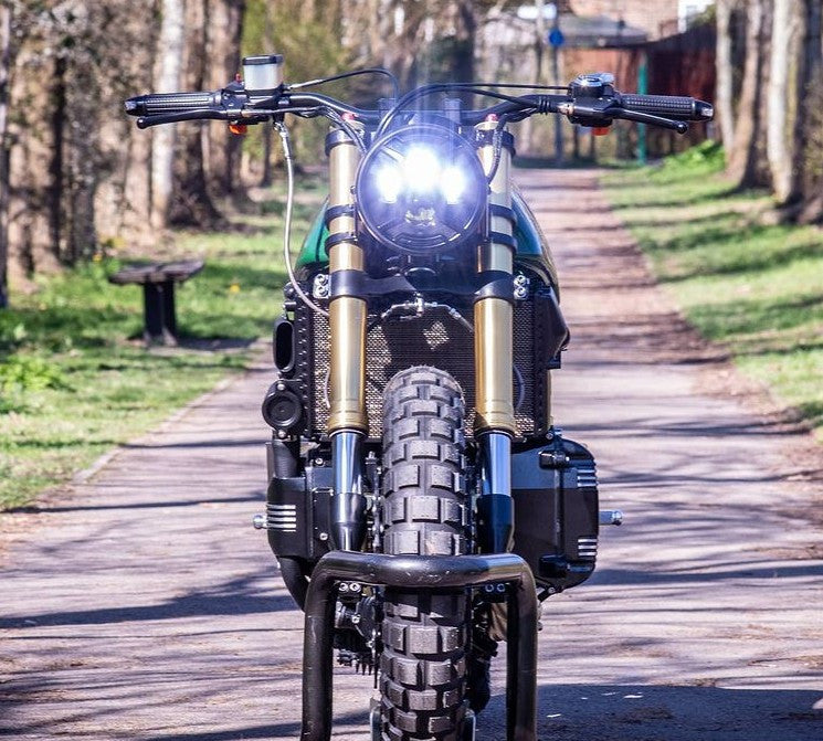 7.7" Matte Black Multi Projector LED Headlight + Armour Cover-Show