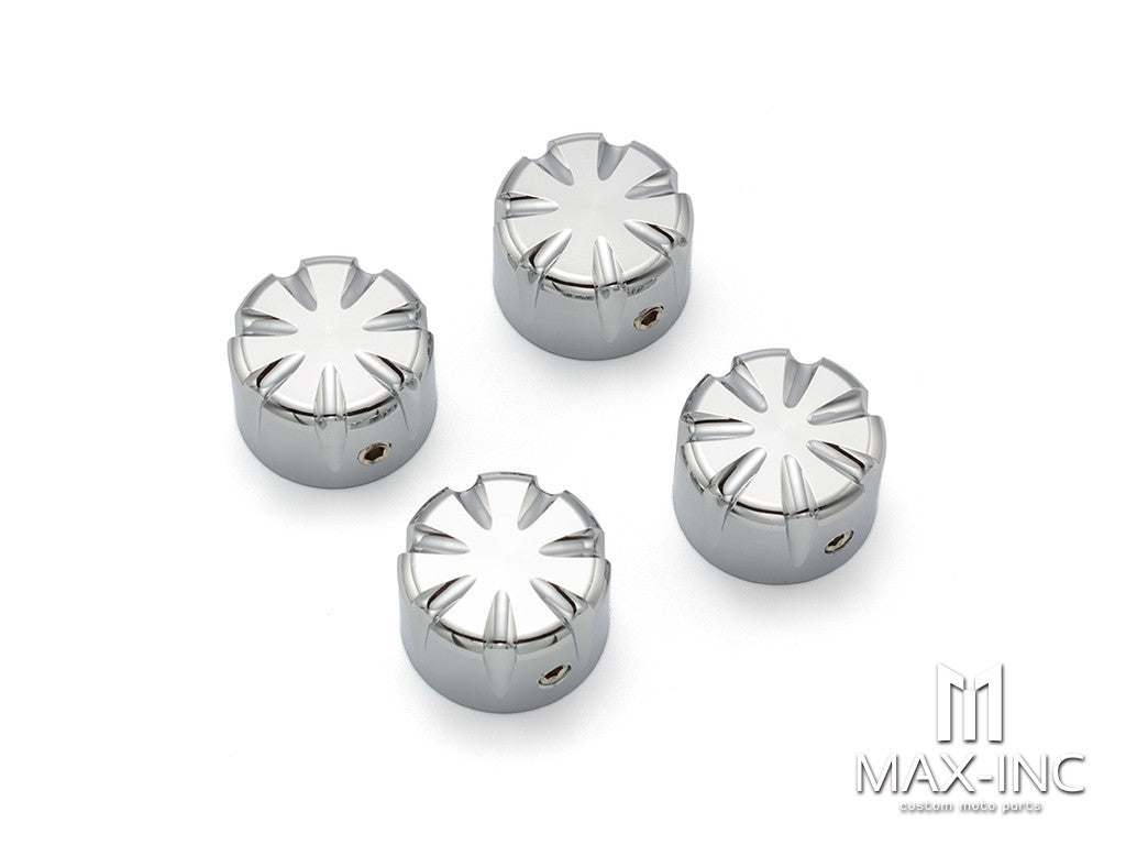 Motorcycle Front Axle Nut Covers Caps Aluminum Chrome For Harley Sportster Touring Softail Dyna VRSC Fat Bob Wide Glide