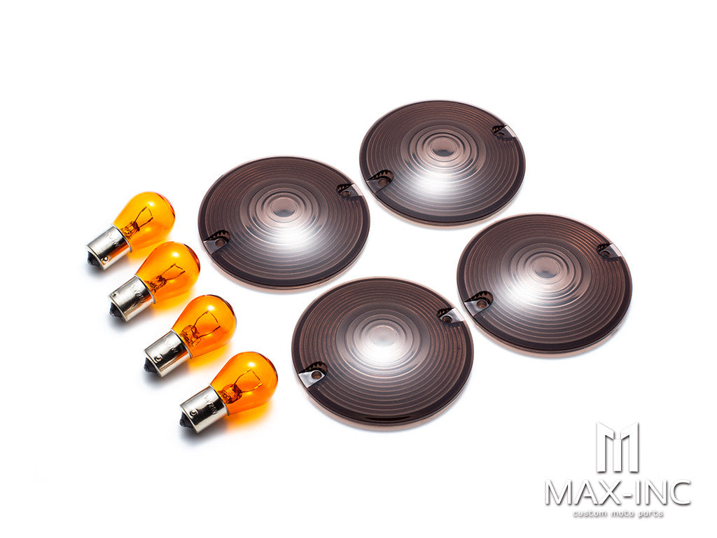 Harley Touring 4PCS Turn Signal Light Lens + 4 PCS HALOGEN Bulbs